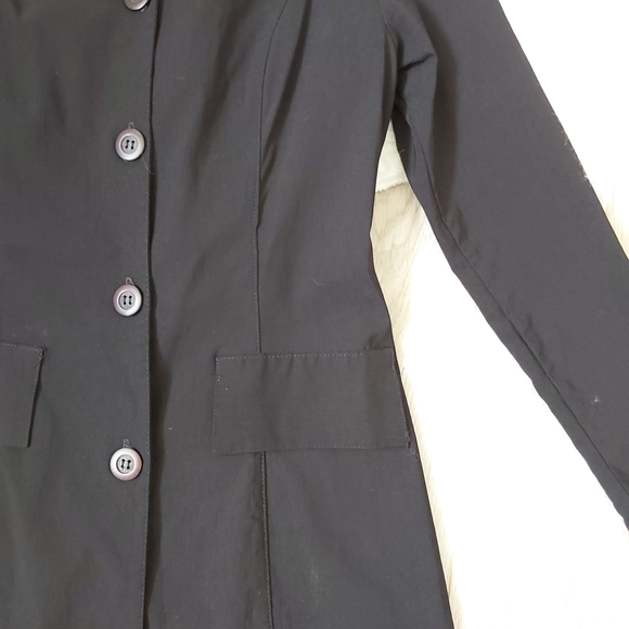 Lucent Black Long Trench Coat Jacket - Picture 6 of 11